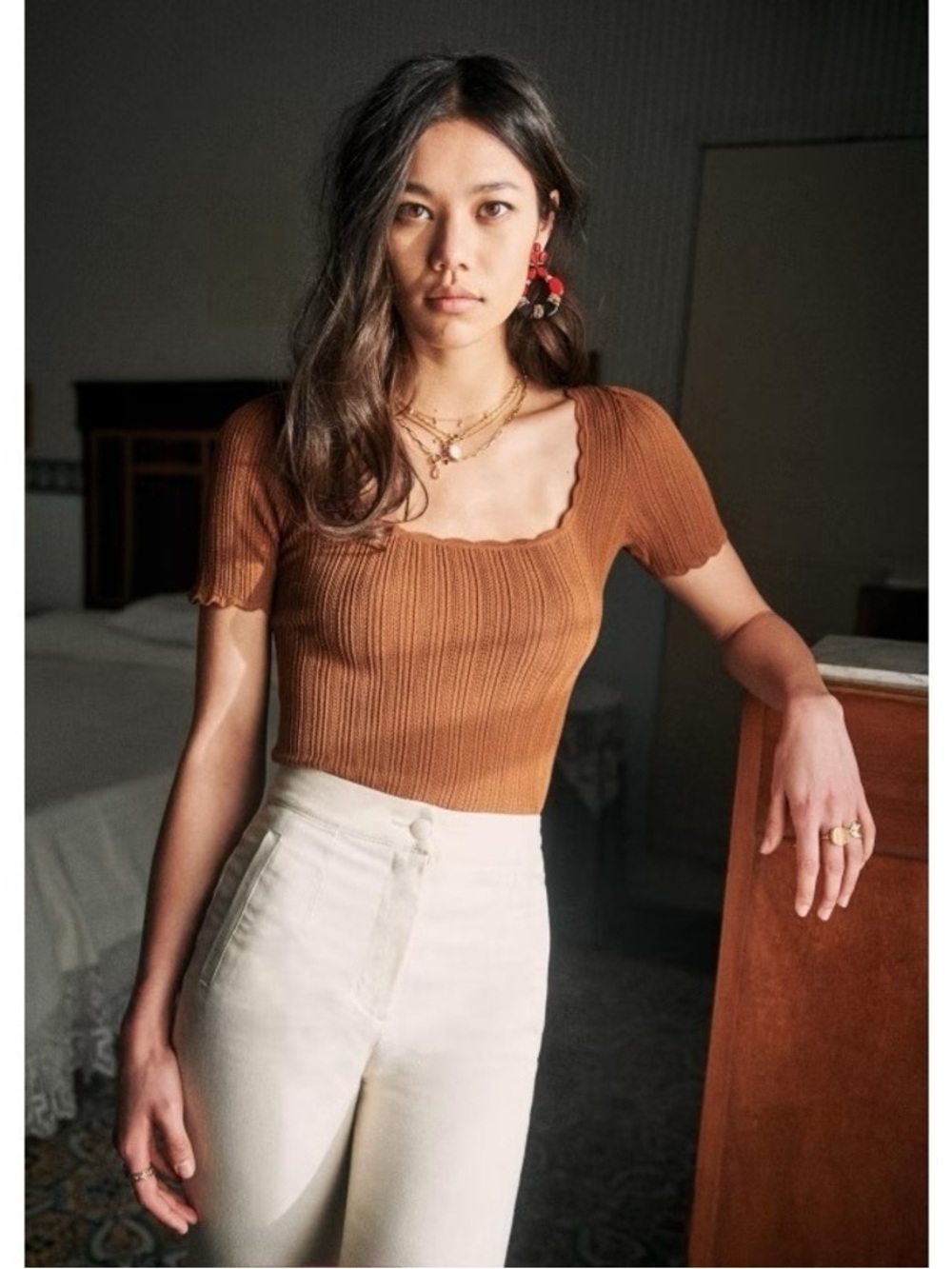 NWT Sezane anil classic knit top rarely found！